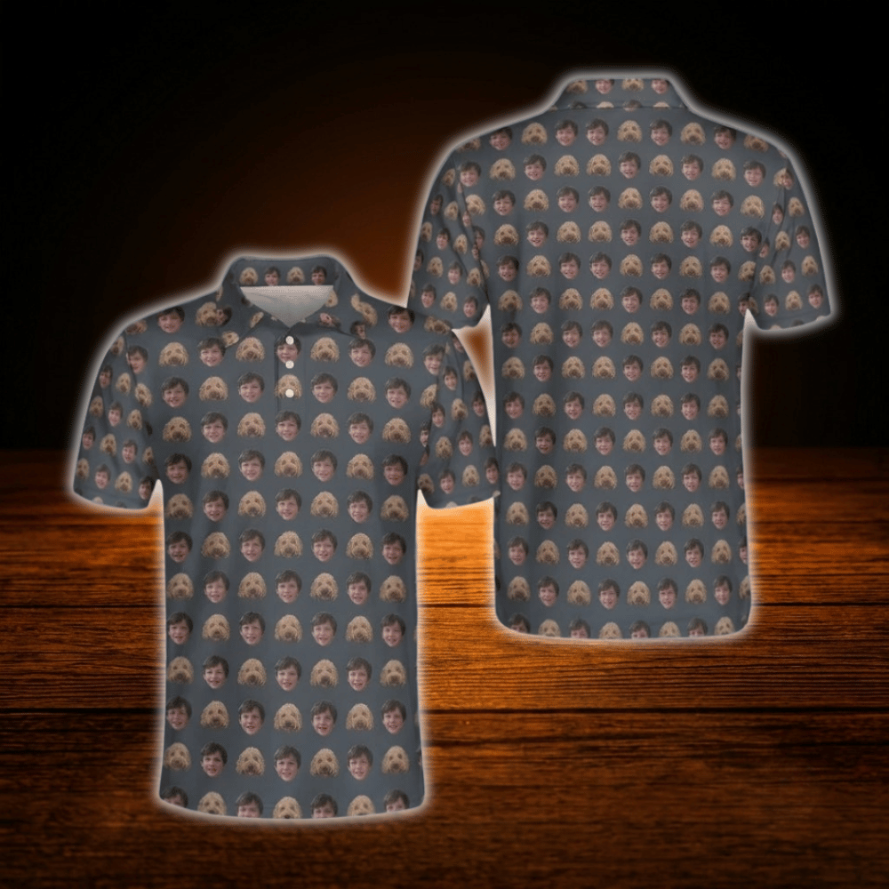 Custom Face Men's Polo Golf Shirt, Custom Photo Golf Shirt