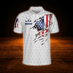 Custom American Flag Golf Polo Shirt For Men, Custom Patriotic Golf Shirts