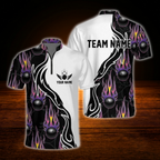 Flaming Ball Custom Mens Bowling Jersey, Custom Flame Bowling Shirt For Team