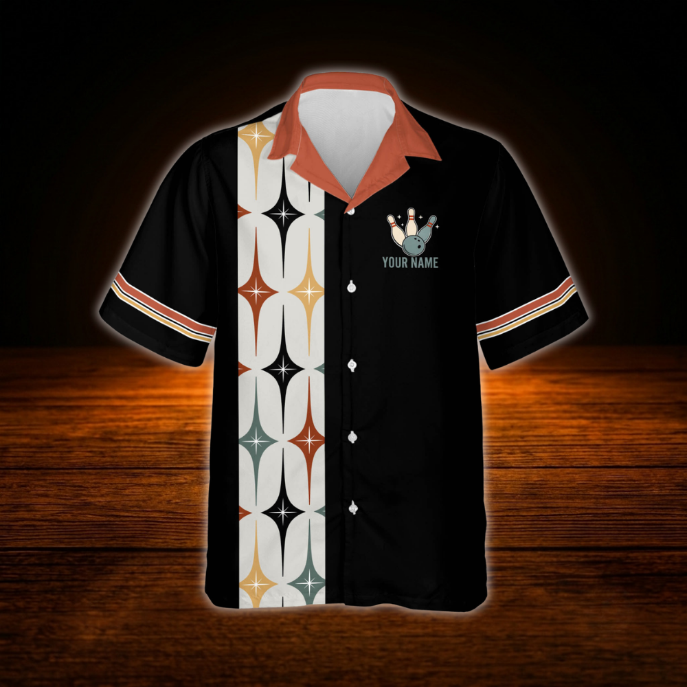Custom Retro Bowling Hawaiian Shirts For Men, Custom Team Retro Bowling Shirt