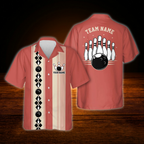 Custom Vintage Men Bowling Hawaiian Shirt Blue Beige, Custom Vintage Bowling Shirt For Team