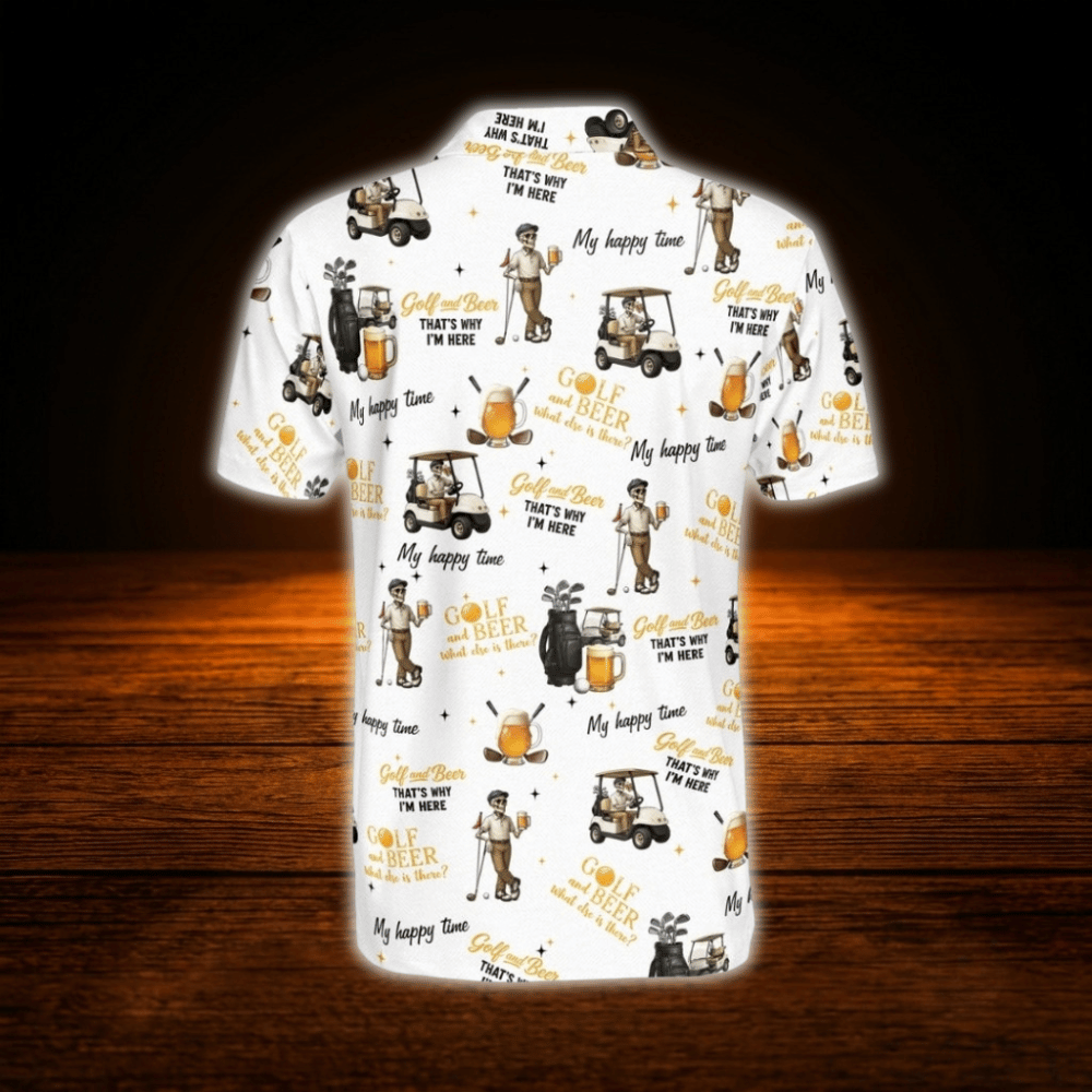 Golf And Beer That's Why I'm Here Skeleton Beer Men's Golf Polo Shirts, Funny Beer Golf Shirts