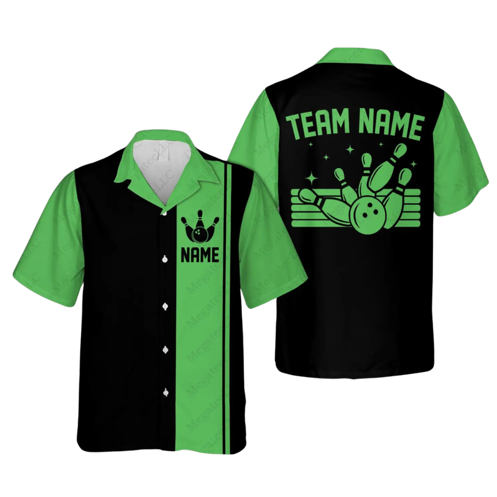Custom Vintage Black and Red Bowling Hawaiian Shirt Mens, Custom Vintage Bowling Team Shirts BE0007