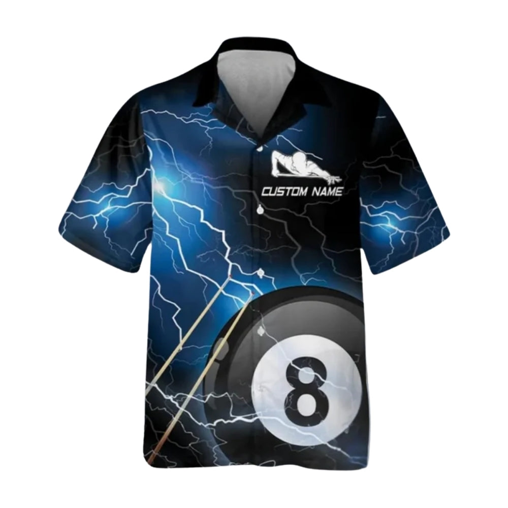 Custom Thunder 8 Ball Billiard Hawaiian Shirt Mens, Custom Pool Billiard Team Shirts BIE0014