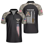 Custom USA Flag Camouflage Billiard Jersey Shirt For Men, Custom Camo Billiard Team Shirts BIZ0083