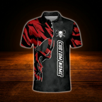 Men's Custom Skull Darts Polo Shirt Red And Black, Custom Skull Darts Team Shirt