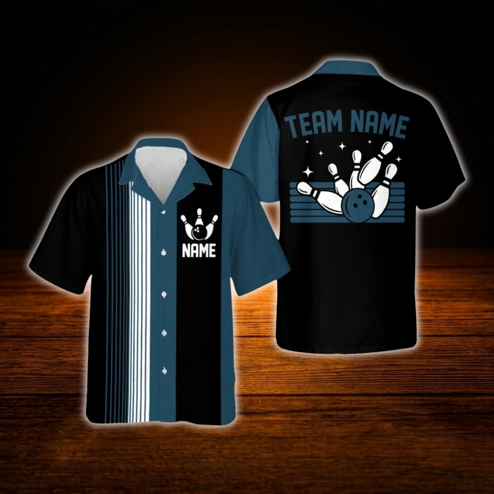 Custom Team Red Maroon Bowling Hawaiian Shirt, Custom Bowling Shirt For Team