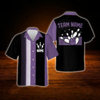 Custom Team Red Maroon Bowling Hawaiian Shirt, Custom Bowling Shirt For Team