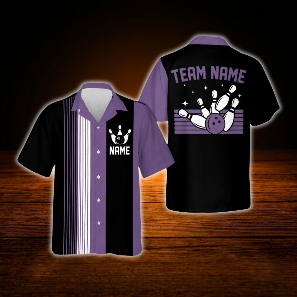 Custom Team Red Maroon Bowling Hawaiian Shirt, Custom Bowling Shirt For Team