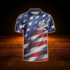 Custom American Flag Neon Darts Polo Shirt For Men, Custom Patriotic Dart Shirt For Team