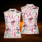 Born To Play Golf Golf Is My Therapy  Women's Pink Golf Sleeveless Shirt, Funny Golf Shirt For Ladies