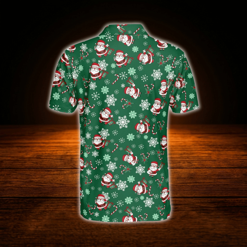 Green Santa Christmas Golf Polo Shirts Mens, Christmas Golf Shirts