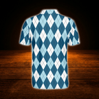 Blue Argyle Golf Polo Shirt Men, Argyle Golf Shirt
