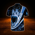 Custom Blue Flame Bowling Jersey For Men, Custom Flame Bowling Team Shirt