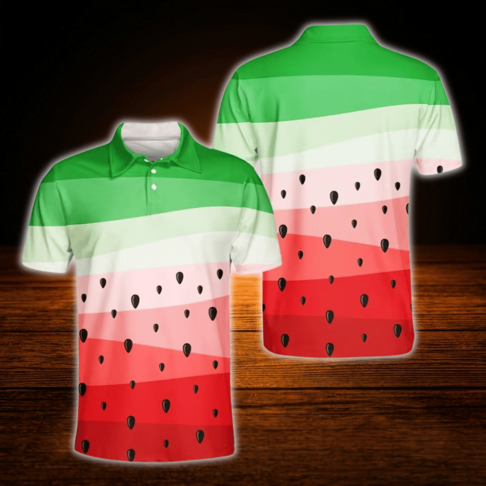 Watermelon Men's Golf Polo Shirt, Watermelon Golf Shirt