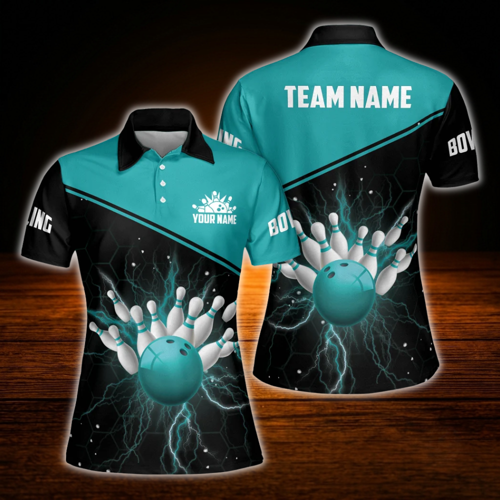 Custom Thunder Red Black Polo Bowling Shirts Women, Custom Thunder Bowling Team Shirts For Women