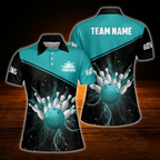 Custom Thunder Red Black Polo Bowling Shirts Women, Custom Thunder Bowling Team Shirts For Women