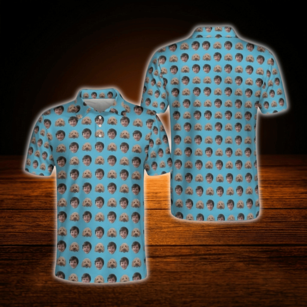 Custom Face Men's Polo Golf Shirt, Custom Photo Golf Shirt