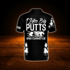 Custom I Like Big Putts And I Cannot Lie Black Argyle Polo Golf Shirts For Men, Custom Funny Golf Saying Shirts