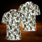 Bigfoot Green Tropical Golf Polo Shirt For Men, Bigfoot Sasquatch Golf Shirt