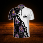 Flaming Ball Custom Mens Bowling Jersey, Custom Flame Bowling Shirt For Team