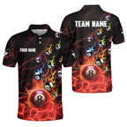 Custom Red Flame Billiard Polo Shirt For Mens, Custom Flame Billiard Team Shirts BIZ0166