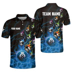 Custom Red Flame Billiard Polo Shirt For Mens, Custom Flame Billiard Team Shirts BIZ0166