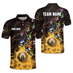 Custom Red Flame Billiard Polo Shirt For Mens, Custom Flame Billiard Team Shirts BIZ0166