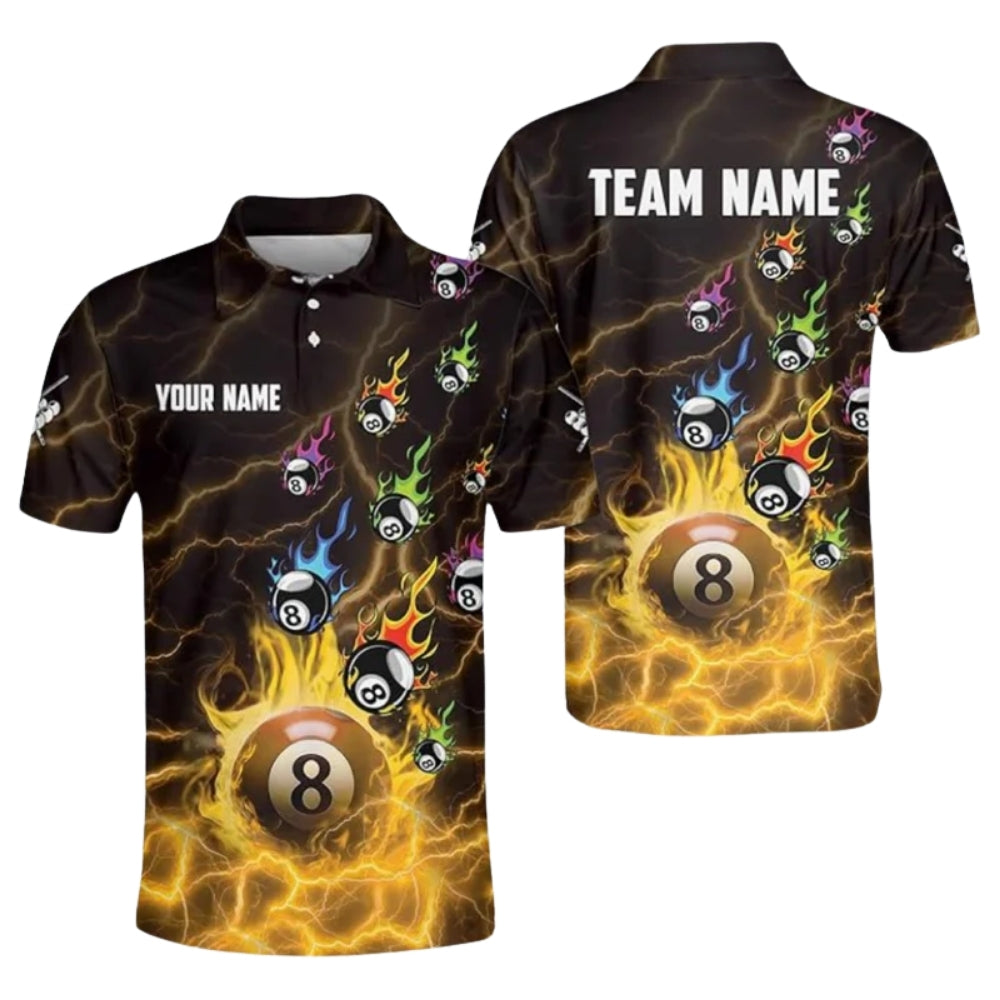 Custom Red Flame Billiard Polo Shirt For Mens, Custom Flame Billiard Team Shirts BIZ0166