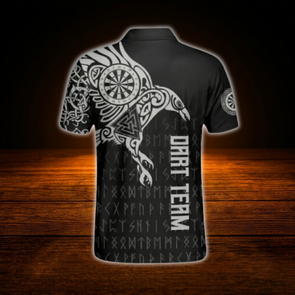 Custom Tribal Grey Black Dart Polo Shirt For Men, Custom Tribal Darts Shirt Team