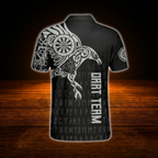Custom Tribal Grey Black Dart Polo Shirt For Men, Custom Tribal Darts Shirt Team