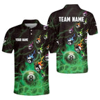 Custom Red Flame Billiard Polo Shirt For Mens, Custom Flame Billiard Team Shirts BIZ0166