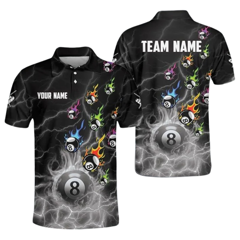 Custom Red Flame Billiard Polo Shirt For Mens, Custom Flame Billiard Team Shirts BIZ0166
