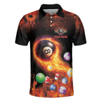 Custom Flame Skull Billiard Polo Shirt For Men, Custom Skull Billiard Team Shirts BIZ0167