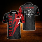 Custom Team Red Black Billiard Polo Shirt Men, Custom Billiard Shirts