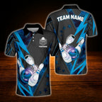 Custom Team Red Black Bowling Polo Shirt For Men, Custom Bowling Team Shirt