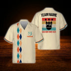 Custom Argyle Beige Bowling Hawaiian Shirt For Men Women, Custom Retro Bowling Team Shirt