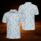 Funny Hot Dog Men's Light Blue Golf Polo Shirt, Hot Dog Golf Shirt
