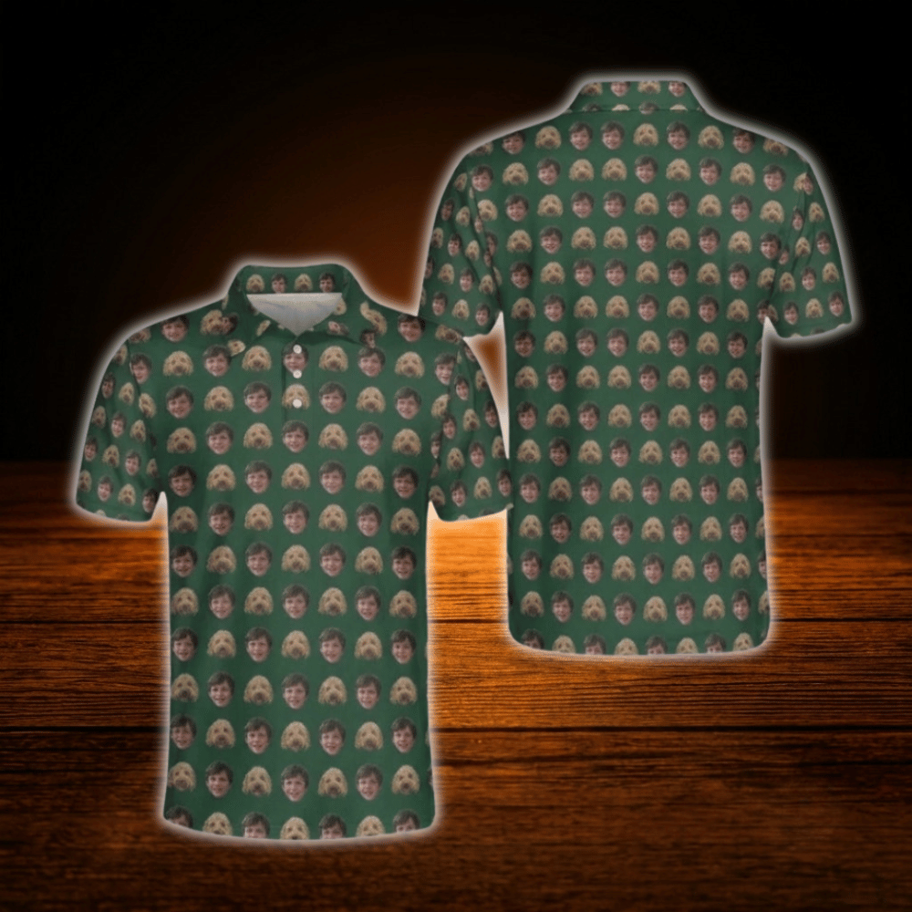 Custom Face Men's Polo Golf Shirt, Custom Photo Golf Shirt