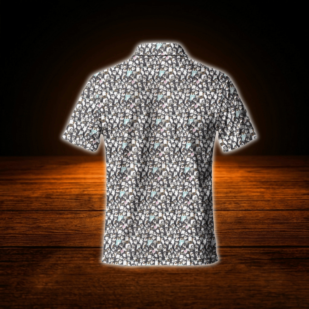 Penguin Pattern Golf Polo Shirts For Men, Penguin Golf Shirts