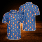 Funny Hot Dog Blue Polo Golf Shirt For Men, Hot Dog Golf Shirt