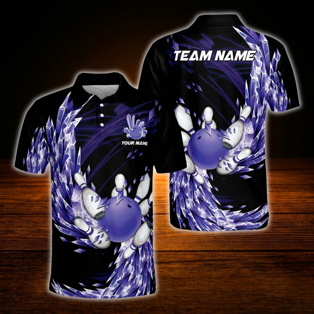 Custom Team Purple Polo Bowling Shirts Mens, Custom Team Bowling Shirts