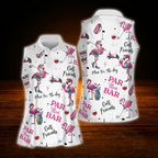 Funny Flamingo Women's Sleeveless Golf Shirts, Flamingo Golf Shirts For Ladies