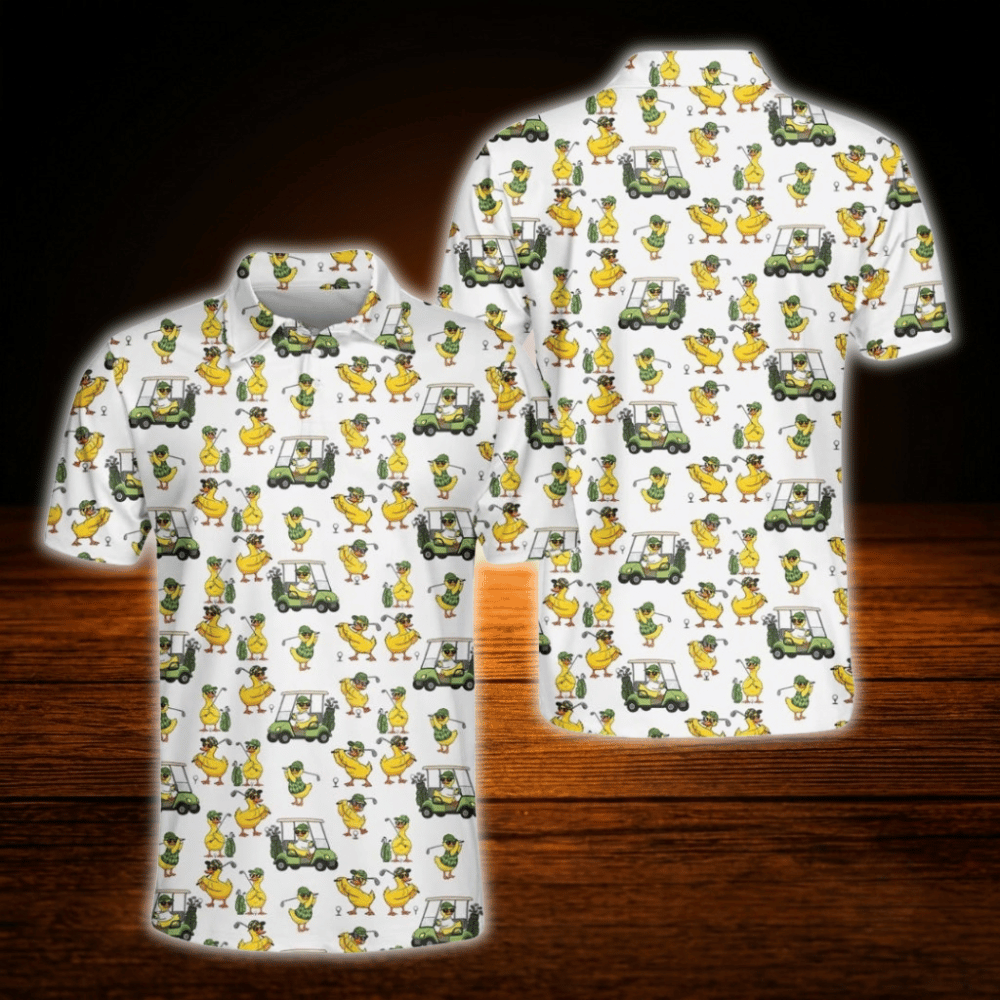 Funny Duck Golf Polo Shirt For Men, Duck Golf Shirts