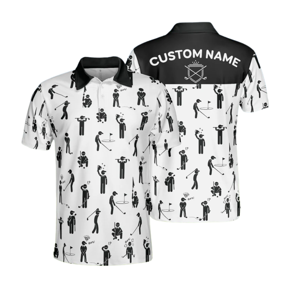 Custom Stickfigures Golf Polo Shirts Mens, Custom Funny Stickfigures Golf Shirts GE0067