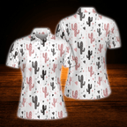 Cactus Heart Golf Polo Shirt For Women, Cactus Golf Shirts Woman