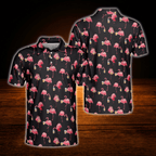 Funny Flamingo Beer Men's Golf Polo, Flamingo Golf Shirt