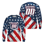 Custom American Flag Dirt Bike Long Sleeve Jersey For Men, Custom Patriotic Dirt Bike Shirts ME0001