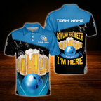 Bowling And Beer That's Why I'm Here Custom Beer Mens Polo Bowling Shirts, Custom Beer Bowling Team Shirts