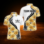 Custom Golden Retriever Mens Bowling Polo Shirts, Custom Dog Bowling Team Shirts